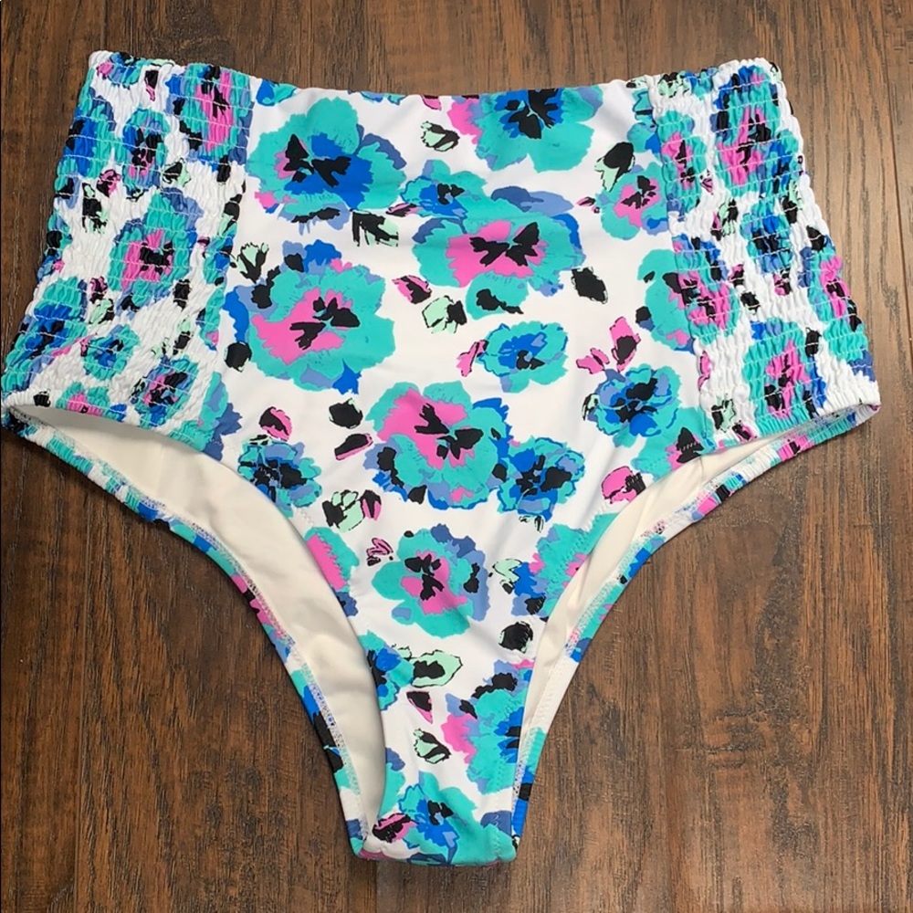 Floral High Waisted Bikini Bottoms